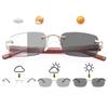 2 Pack Rimless Spring Hinge Photochromic Sun Readers Blue Light Blocking Computer Reading Glasses UV400 Protection Transition Sunglasses Shades Anti Glare Eyewear Gaming Eyeglasses for Men Women view 2