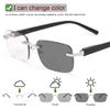 2 Pack Rimless Spring Hinge Photochromic Sun Readers Blue Light Blocking Computer Reading Glasses UV400 Protection Transition Sunglasses Shades Anti Glare Eyewear Gaming Eyeglasses for Men Women view 3