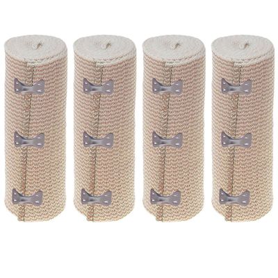 4 Rolls 6" Wide Cotton Elastic Bandages Clips Sports First Aid Large Body Wrap
