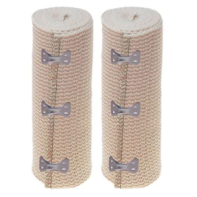 2 Rolls Large Elastic Bandages 6 Inch Clip Body Wrap Thigh Calf Sport First Aid