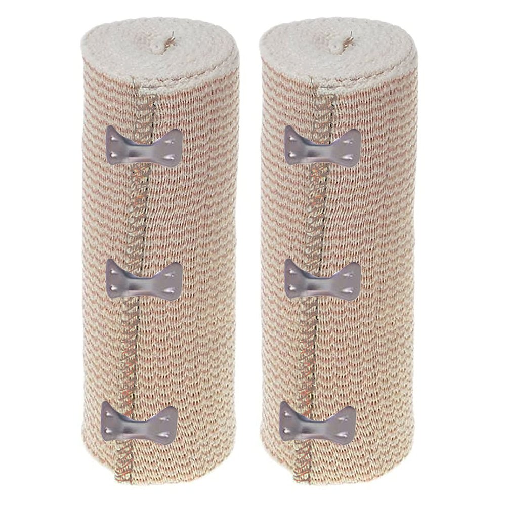 2 Rolls Large Elastic Bandages 6 Inch Clip Body Wrap Thigh Calf Sport First Aid