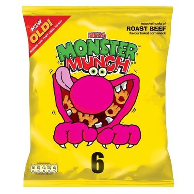 Monster Munch Roast Beef Snacks 22g X 6 - 3 PACK