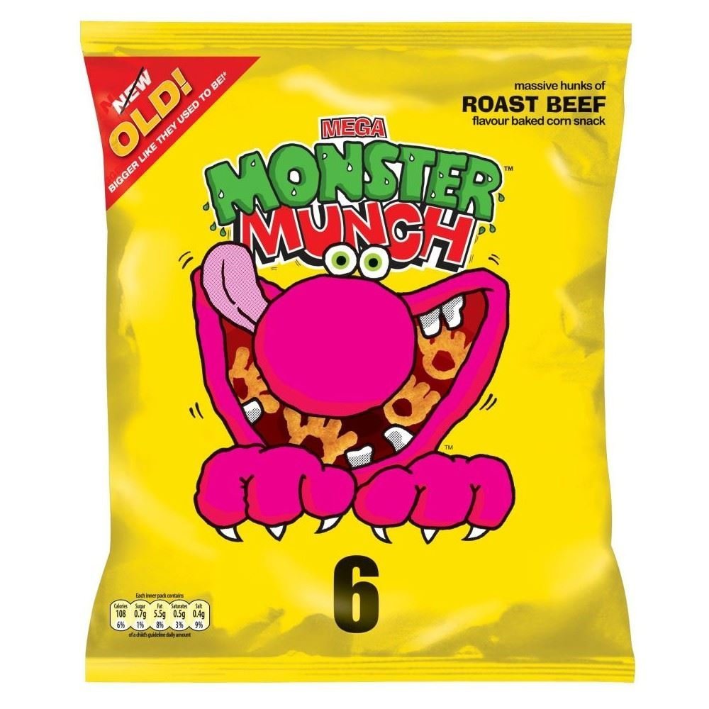 Monster Munch Roast Beef Snacks 22g X 6 - 3 PACK