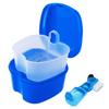 Dental Retainer Cup Holder Mouthguard Cleaning Case with Strainer Basket, Denture Bath Box Storage Cup Holder for Travel Cleaning - Dark Blue view 1
