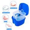 Dental Retainer Cup Holder Mouthguard Cleaning Case with Strainer Basket, Denture Bath Box Storage Cup Holder for Travel Cleaning - Dark Blue view 2
