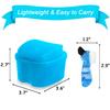 Keedolla Denture Cup Orthodontic Retainer Case, Denture Bath Box Dental Mouthguard Case Cleaning with Brush, Strainer Basket and Lid Waterproof - Blue view 2