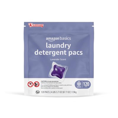 Amazon Basics Laundry Detergent Pacs, Lavender Scent, 120 Count (New Packaging)