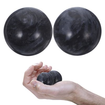 2Pcs Health Exercise Jade Ball for Elderly Black Massage Hand Balls for Relief and Finger Relaxation Traditional Baoding Tool for Home Use