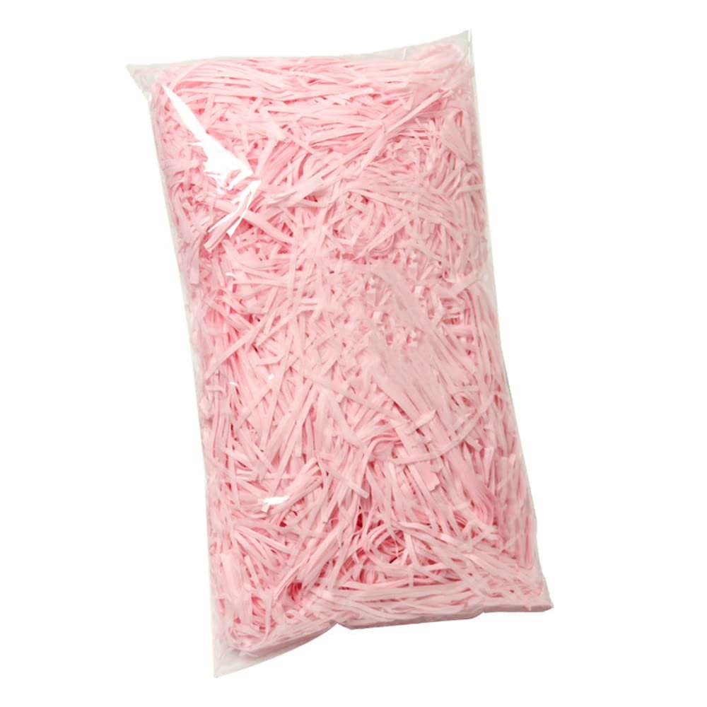 JINZOFLY Raffia Paper Shreds, 100g Valentine's Day Shredded Paper for Gift Box, Crinkle Cut Paper Shred Filler for Gift Wrapping & Basket Filling(Light Pink)