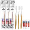 HQSLsund 20 pcs Disposable Toothbrush with Toothpaste Bulk Individually Wrapped, Travel Toothbrush Kit, Hotel Toothbrushes Bulk for Airbnb,Shelter/Wedding/Nursing Home/Charity/Homeless, Gold view 1