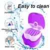 Colorful Denture Bath Case with Brush, Denture Cup Soaking Holder False Teeth Container Mouth Guard Storage Case Cleaning with Lid Waterproof - Purple view 4