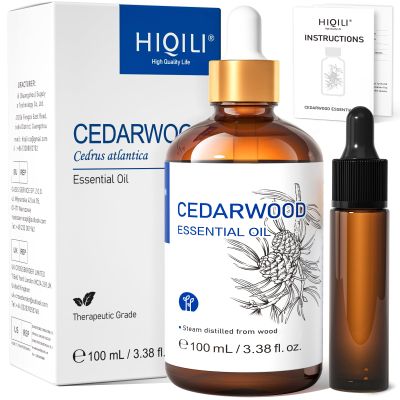 HIQILI Cedarwood Essential Oil for Skin Care, Diffuser & Home Protection
