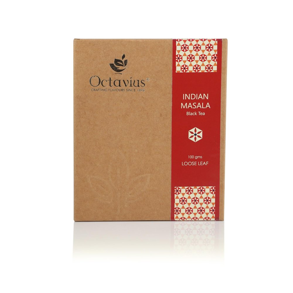 Octavius Indian Masala Tea  Loose Leaf Black Tea with Traditional Spices | Clove, Cardamom & Black Pepper | Authentic Indian Tea | 100g (3.5 oz) | Pack of 1