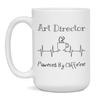 Art Director Powered By Caffeine Funny Coffee Lover EKG ECG Gift Mug, 15-Ounce White view 1