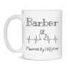 Barber Powered By Caffeine Funny Coffee Lover EKG ECG Gift Mug, 11-Ounce White view 1