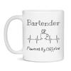 Bartender Powered By Caffeine Funny Coffee Lover EKG ECG Gift Mug, 11-Ounce White view 1