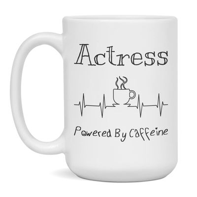 Actress Powered By Caffeine Funny Coffee Lover EKG ECG Gift Mug, 15-Ounce White