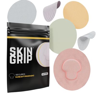 Skin Grip CGM Sensor Patches Compatible with Medtronic Guardian (20-Pack), Waterproof & Sweatproof for 10-14 Days, Pre-Cut Adhesive Tape, Continuous Glucose Monitor Patch, Pastel Pack