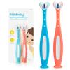 Frida Baby Triple-Angle Toothhugger Training Toddler Toothbrush | Toddler Toothbrush 2 Years and Up, Cleans All Sides at Once | 2 Pack (Pink + Blue) view 1