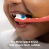Frida Baby Triple-Angle Toothhugger Training Toddler Toothbrush | Toddler Toothbrush 2 Years and Up, Cleans All Sides at Once | 2 Pack (Pink + Blue) view 2