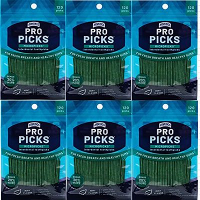 Armonds ProPicks MicroPick Dental Picks for Teeth Cleaning with Zinc Oxide Disposable Plastic Toothpicks for Teeth & Gums Protects Teeth & Massages Gums - 6 Packages x 120 Plastic Dental Picks