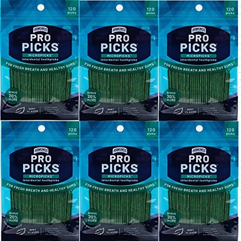 Armonds ProPicks MicroPick Dental Picks for Teeth Cleaning with Zinc Oxide Disposable Plastic Toothpicks for Teeth & Gums Protects Teeth & Massages Gums - 6 Packages x 120 Plastic Dental Picks