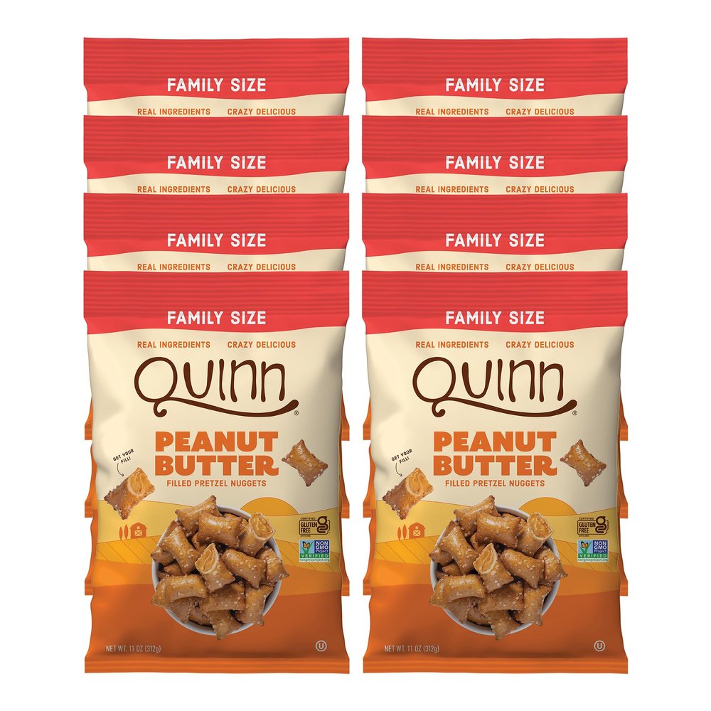 Quinn Gluten Free Peanut Butter Filled Pretzel Nuggets - Made with Real Ingredients, Whole Grain Sorghum, Sea Salt, Vegan, Dairy Free, Non-GMO - 11 Oz (Pack of 8)