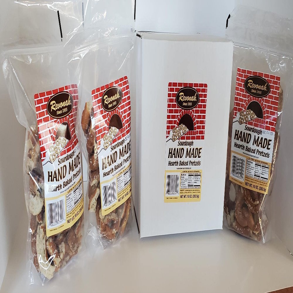 Revonah Pretzel - Taste the Freshness, Handmade Brick Oven Baked Pretzels - No Preservatives - Made To Order Daily (Classic, 3 x 8 oz Bags)