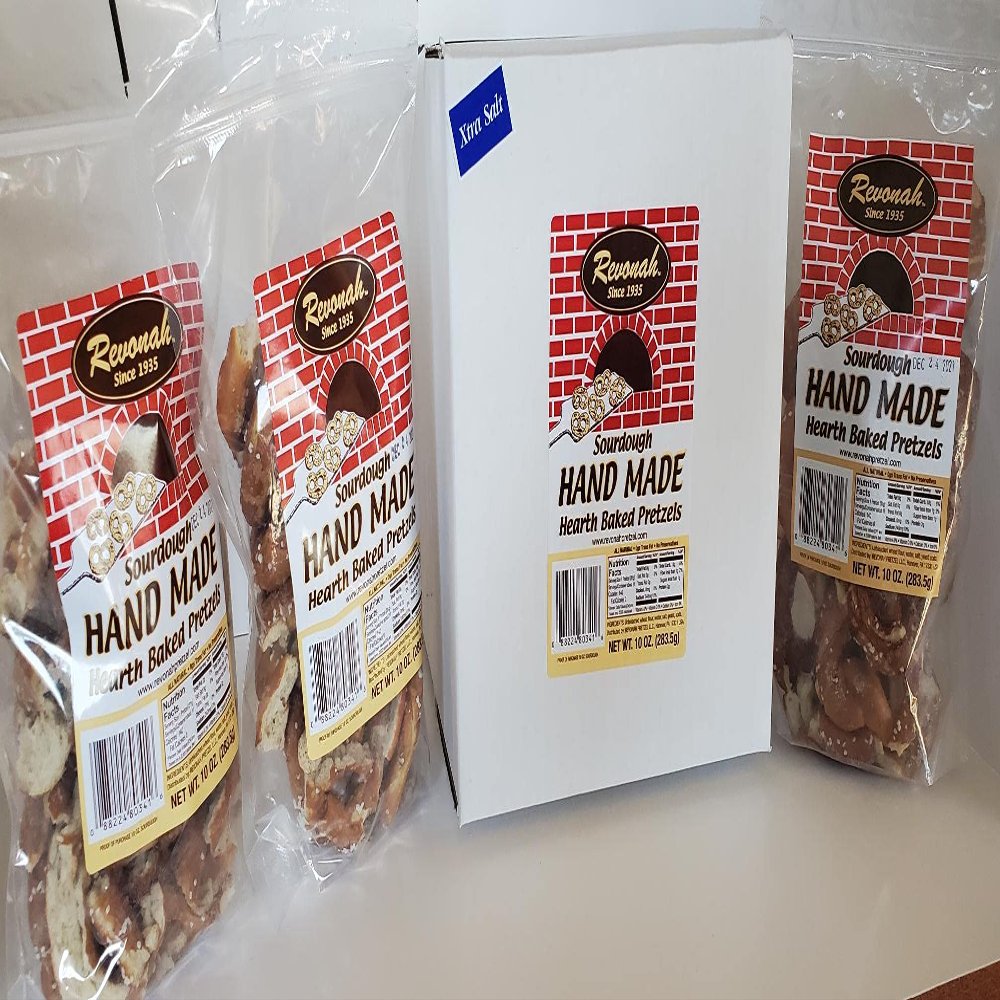 Revonah Pretzel - Taste the Freshness, Handmade Brick Oven Baked Pretzels - No Preservatives - Made To Order Daily (Extra Salt, 3 x 8 oz Bags)
