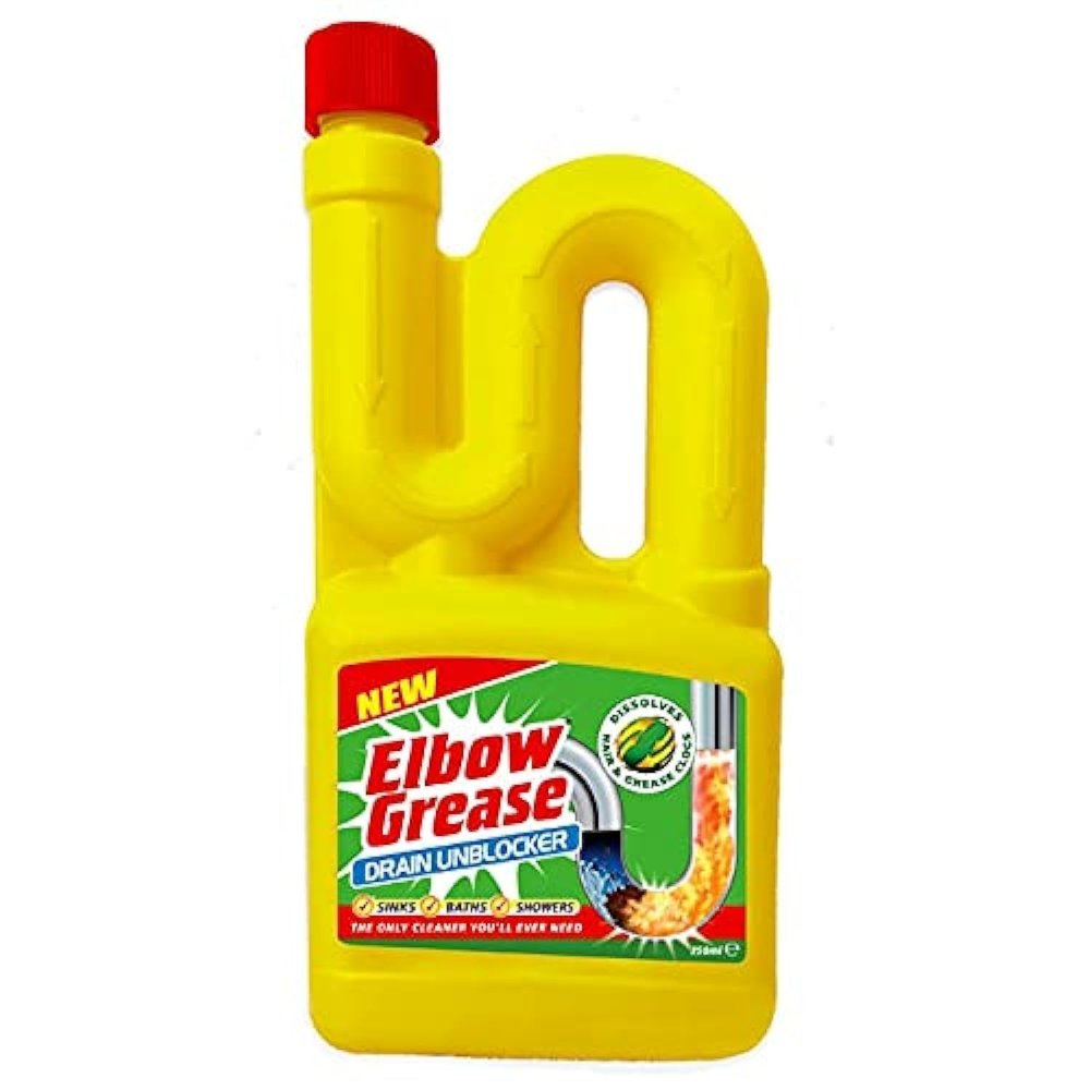 Elbow Grease Drain Unblocker for Sink & Bath Shower | Dissolve Hair Grease Clogg | 750ml