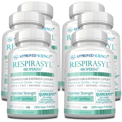 Approved Science Respirasyl - Lung and Respiratory Support - with Quercefit, Vitamins A,C,D, BioPerine - 6 Month Supply - Made in The USA