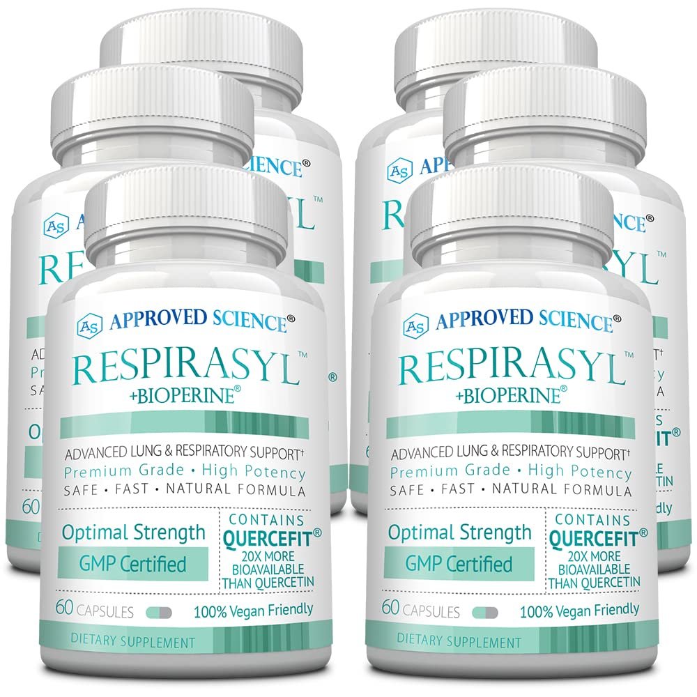Approved Science Respirasyl - Lung and Respiratory Support - with Quercefit, Vitamins A,C,D, BioPerine - 6 Month Supply - Made in The USA
