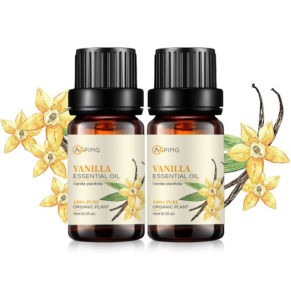 2-Pack Vanilla Essential Oil - 100% Pure Organic Natural Plant (Vanilla planifolia) Vanilla Oil for Diffuser, Aroma, Spa, Massage, Yoga, Perfume, 2x10ML