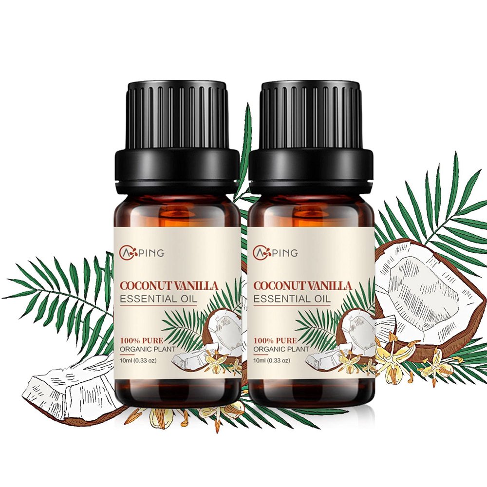 2-Pack CoconutVanilla Essential Oil - 100% Pure Organic Natural Plant CoconutVanilla Oil for Diffuser, Aroma, Spa, Massage, Yoga, Perfume, 2x10ML