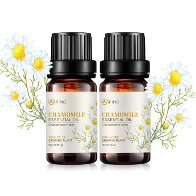 2-Pack Chamomile Essential Oil - 100% Pure Organic Natural Plant (Chamaemelum nobile) Chamomile Oil for Diffuser, Aroma, Spa, Massage, Yoga, Perfume, 2x10ML