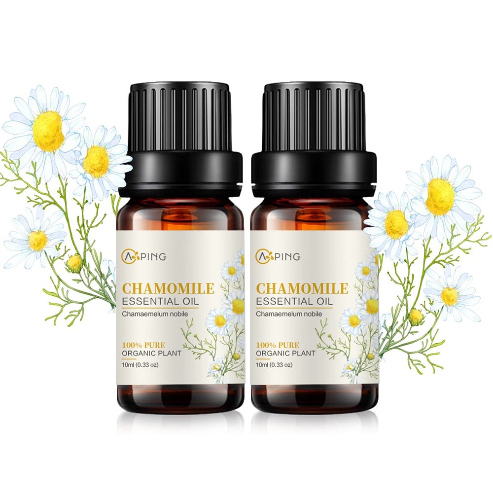 2-Pack Chamomile Essential Oil - 100% Pure Organic Natural Plant (Chamaemelum nobile) Chamomile Oil for Diffuser, Aroma, Spa, Massage, Yoga, Perfume, 2x10ML