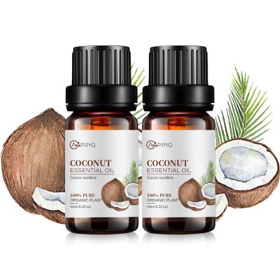 2-Pack Coconut Essential Oil - 100% Pure Organic Natural Plant (Cocos nucifera) Coconut Oil for Diffuser, Aroma, Spa, Massage, Yoga, Perfume, 2x10ML