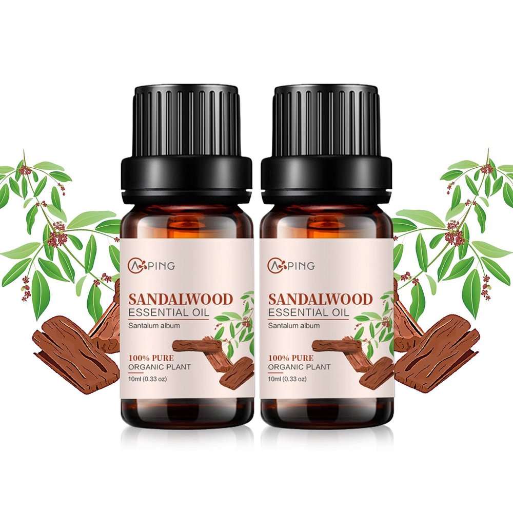 2-Pack Sandalwood Essential Oil - 100% Pure Organic Natural Plant (Santalum Album) Sandalwood Oil for Diffuser, Aroma, Spa, Massage, Yoga, Perfume, 2x10ML