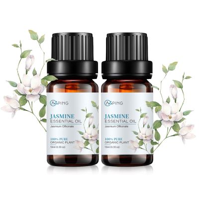 2-Pack Jasmine Essential Oil - 100% Pure Organic Natural Plant (Jasmium Officinale) Jasmine Oil for Diffuser, Aroma, Spa, Massage, Yoga, Perfume, 2x10ML