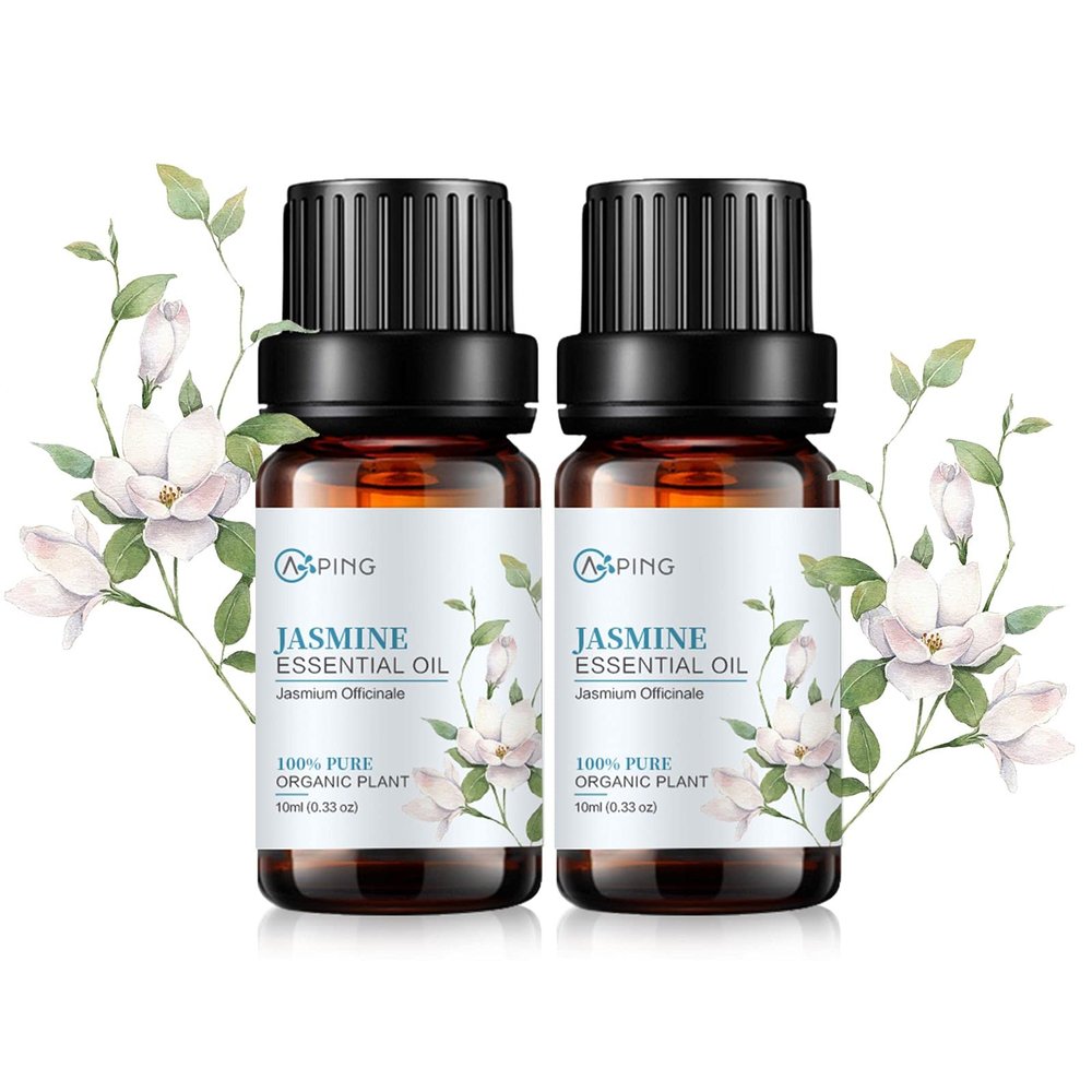 2-Pack Jasmine Essential Oil - 100% Pure Organic Natural Plant (Jasmium Officinale) Jasmine Oil for Diffuser, Aroma, Spa, Massage, Yoga, Perfume, 2x10ML