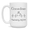 Comedian Powered By Caffeine Funny Coffee Lover EKG ECG Gift Mug, 15-Ounce White view 1