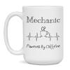Mechanic Powered By Caffeine Funny Coffee Lover EKG ECG Gift Mug, 15-Ounce White view 1