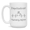 Psychiatrist Powered By Caffeine Funny Coffee Lover EKG ECG Gift Mug, 15-Ounce White view 1