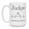 Judge Powered By Caffeine Funny Coffee Lover EKG ECG Gift Mug, 15-Ounce White view 1