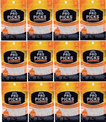Armonds ProPicks Advanced Dental Picks for Teeth Cleaning - Disposable Plastic Toothpicks for Teeth & Gums - Clean & Reach Behind Teeth & Massages Gums - Fresh Mint Flavor - 12x80 Toothpicks