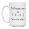 Librarian Powered By Caffeine Funny Coffee Lover EKG ECG Gift Mug, 15-Ounce White view 1