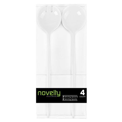 16 Piece Set of Novelty Serving Spoon & Spork White for Dinner Parties, Wedding, Thanksgiving