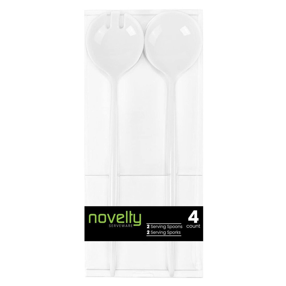 12 Piece Set of Novelty Serving Spoon & Spork White for Dinner Parties, Wedding, Thanksgiving