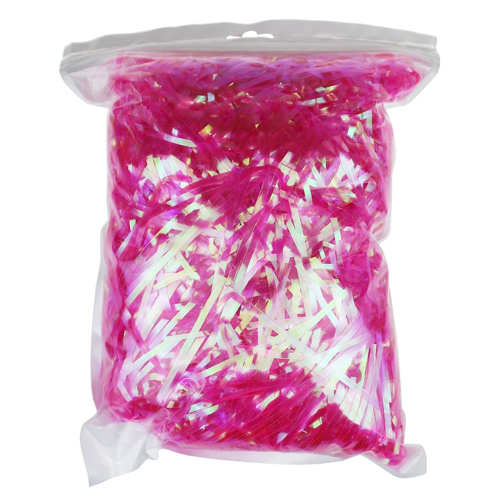 250 Grams Iridescent Plastic Hamper Shreds DIY Gift Wrapping Confetti Basket Filler Party Supplies (Rose Red)