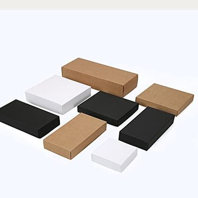 10pcs Kraft Black White Cardboard Box with Lid Kraft Paper Blank Carton Box DIY Craft Gift Packaging Boxes (Kraft,14.5x12.5x3cm)